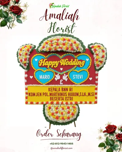 Karangan Papan Bunga Pernikahan di Jipang